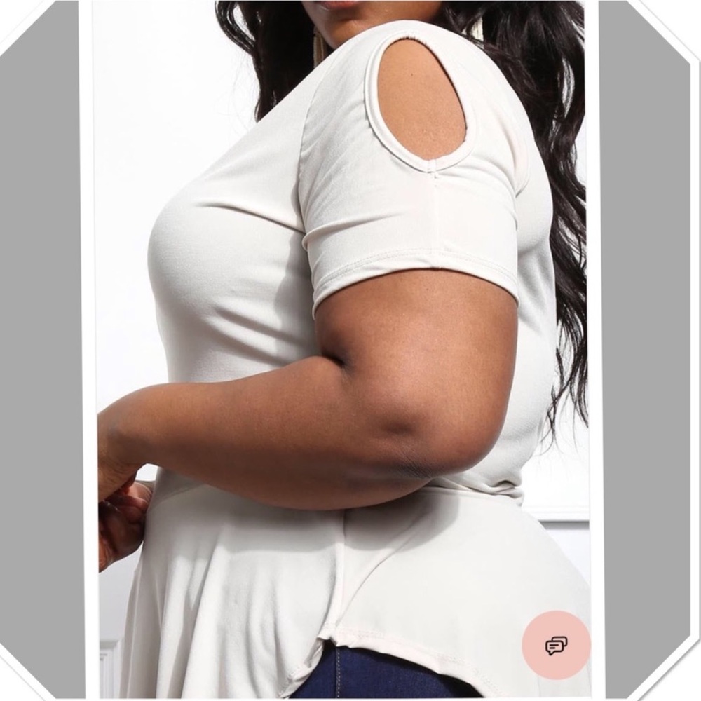 NEW PLUS Beige short sleeve top with cut details - Picture 6 of 8